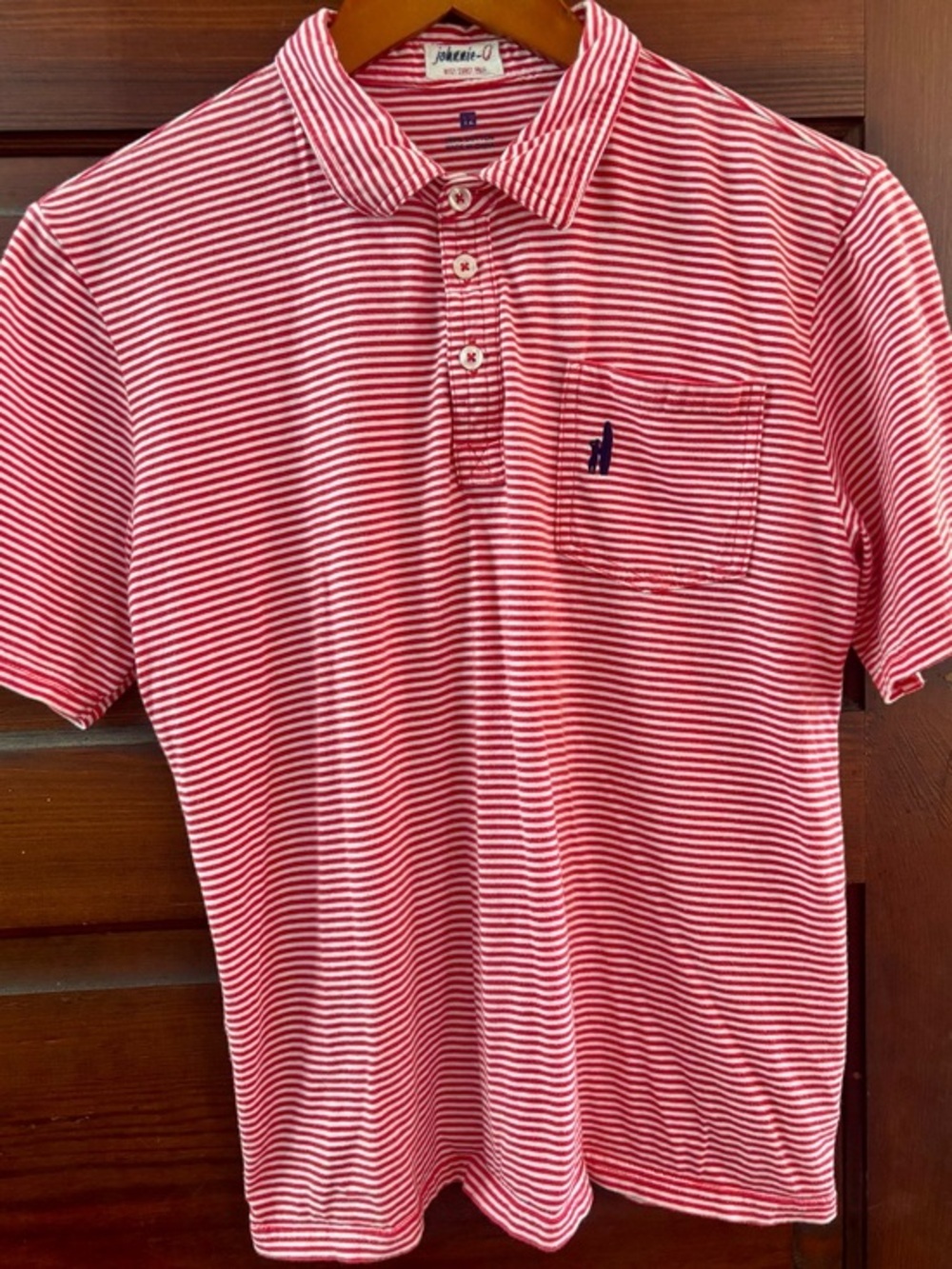 Johnnie-O Youth Watermelon/Wht Striped Polo "Original Jr." line Size 12 - Picture 1 of 8